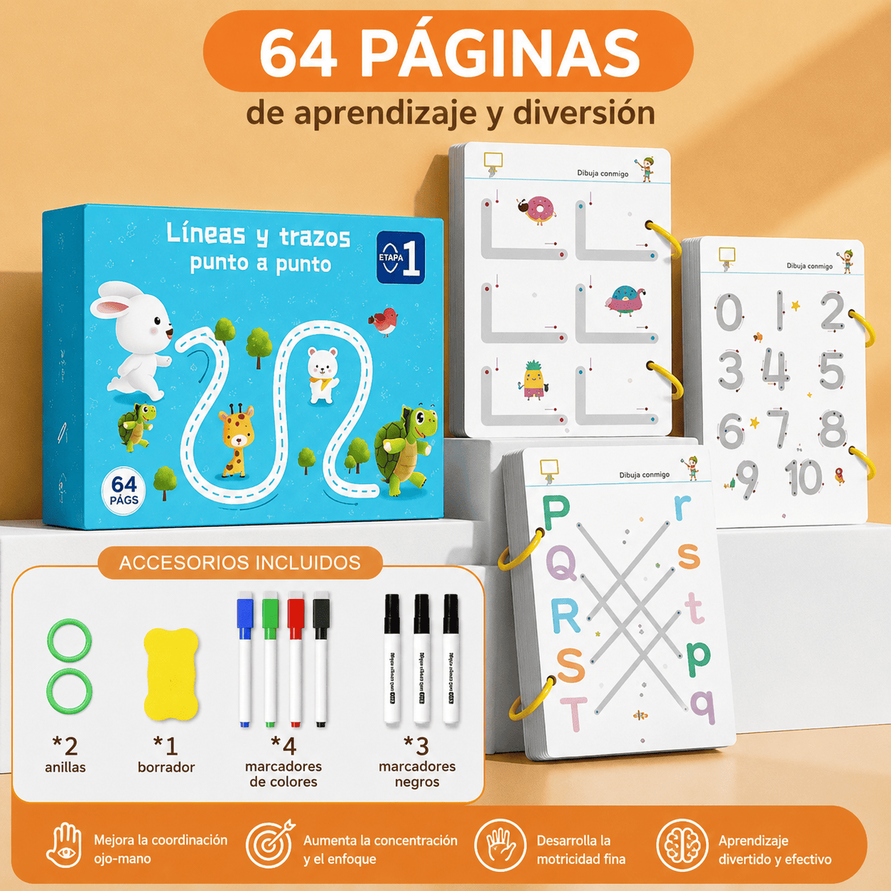Cuaderno Mágico de Trazos Reutilizable 64 Pags