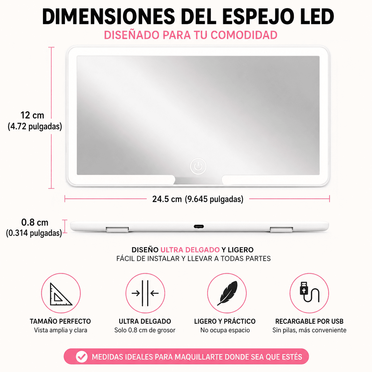 Espejo LED Para Carro