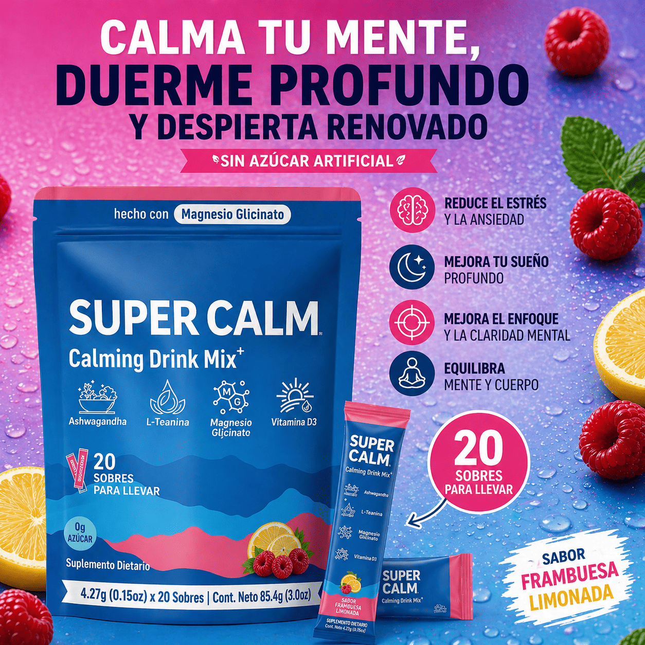 Super Calm – Bebida Calmante en Polvo (20 sobres)