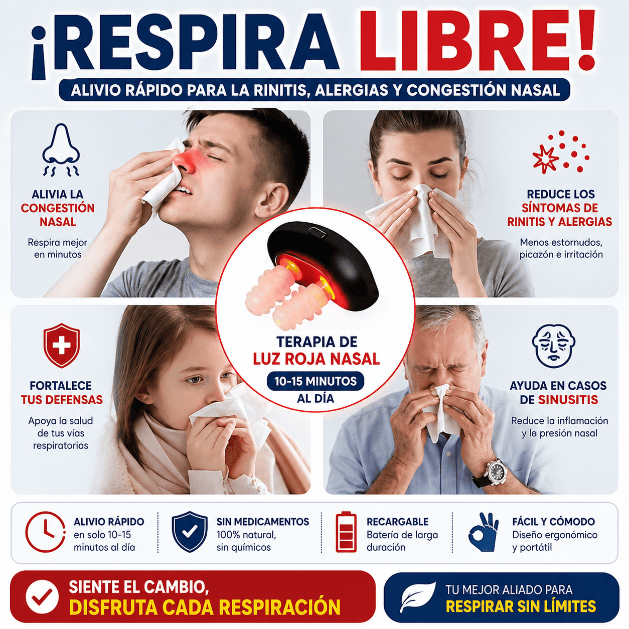 Dispositivo Terapia Nasal Con Luz Roja